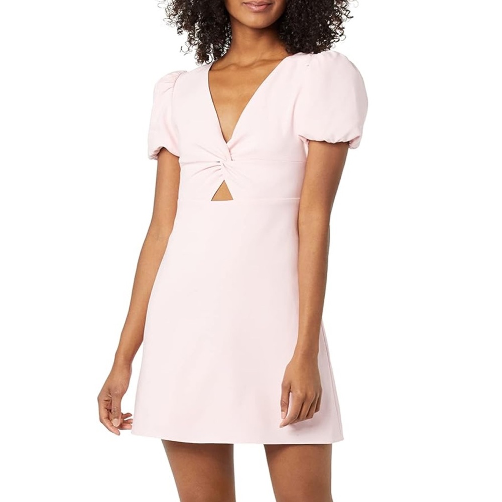Likely Pale Pink Puff-Sleeve Mini Dress